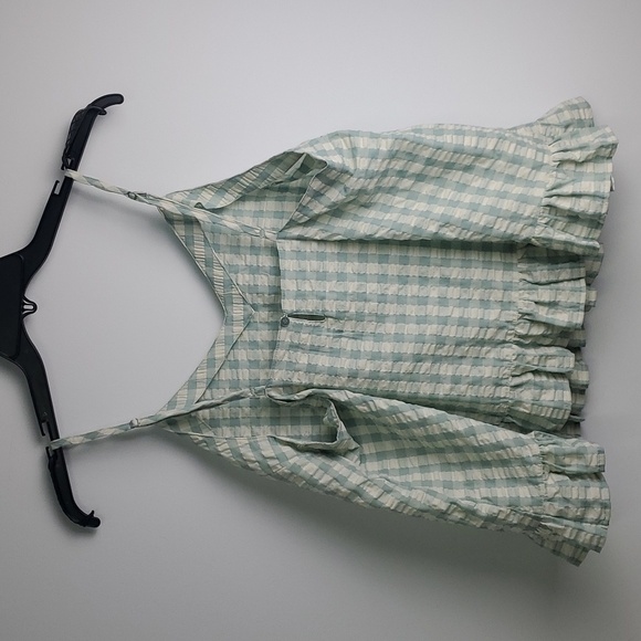 Open Edit Gingham Ruffle Hem Tank Top Size Large - Picture 7 of 7